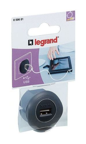 Розетка 1xUSB Legrand MOSAIC, черный