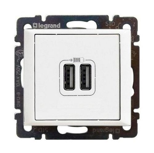 Розетка 2xUSB Legrand VALENA DIY, белый