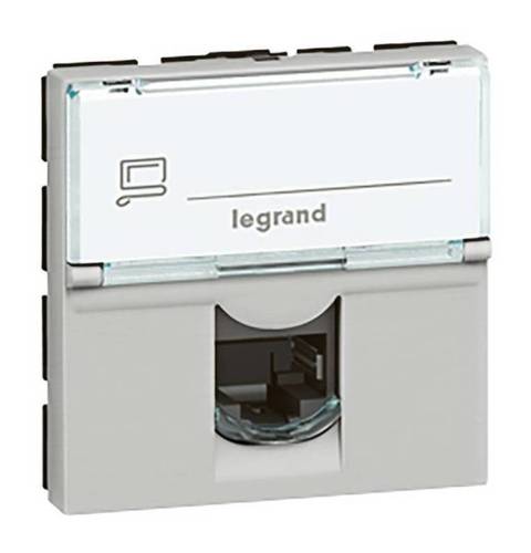 Розетка компьютерная RJ45 Cat.6 Legrand MOSAIC, алюминий