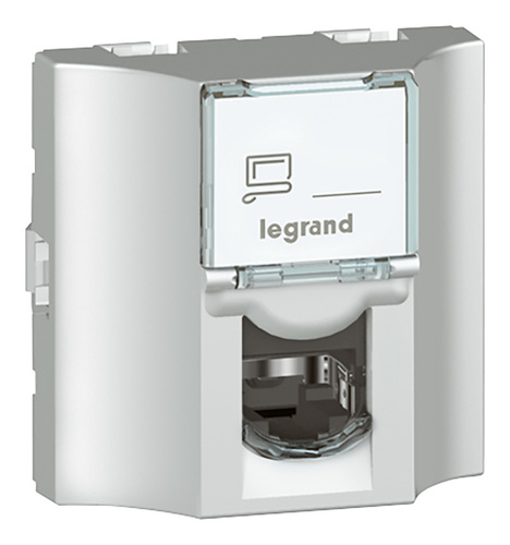 Розетка компьютерная RJ45 Cat.6 Legrand MOSAIC, алюминий